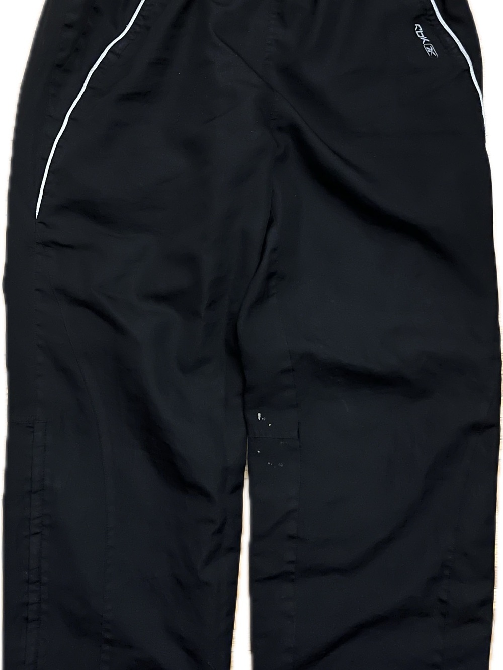 Reebok Black Athletic Track Pants with White Piping